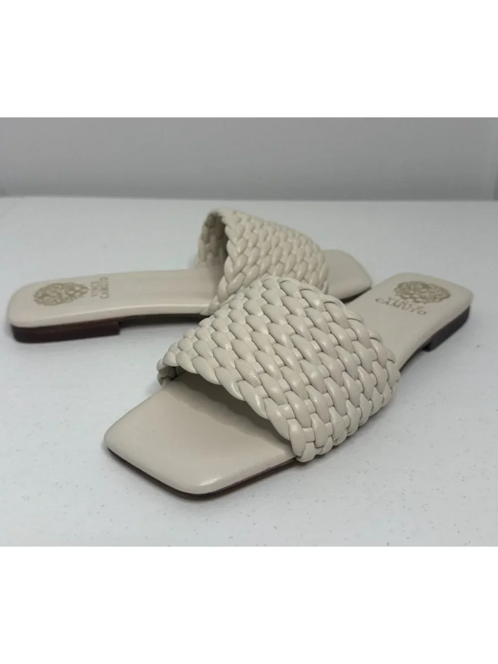 Vince Camuto Woven Leather Flat Slides Size 8.5